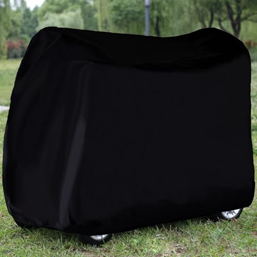 Sqodok Mobility Scooter Storage Cover, 420D Scooter Cover with Windproof Buckles Waterproof Scooter Weather Cover Protect from Dust Dirt Snow Rain Sun Rays, 48" x 22" x 38" - color: Black, size: L--48 x 22 x 38 inch