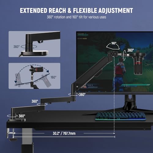 Neewer Low Profile Mic Arm Desk Mount, 360° Swivel Boom Arm with Pneumatic Damping Adjustable, Cable Management, Compatible with Shure MV7 SM7B Blue Yeti Gaming Streaming Podcast Microphone, MS002 - style: MS002