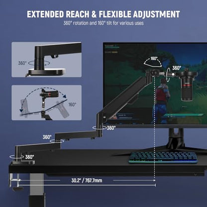Neewer Low Profile Mic Arm Desk Mount, 360° Swivel Boom Arm with Pneumatic Damping Adjustable, Cable Management, Compatible with Shure MV7 SM7B Blue Yeti Gaming Streaming Podcast Microphone, MS002 - style: MS002