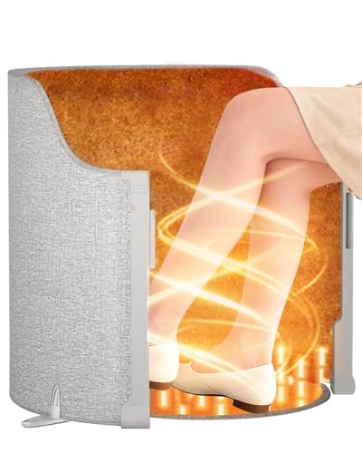 Under Desk Heater, 150W Quiet Foot Warmers for Feet with Detachable Foot Heating Pad, Graphene Radiant Heat Panel with Thermostat & Timer, Portable Energy-Saving for Office/Home chochoyah - color: Light Grey Cylindrical