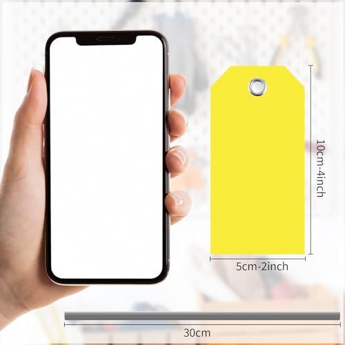 100 Yellow Plastic Shipping Tags - 2x4 inch Heavy Duty with Wires, Reinforced, Waterproof, Ideal for Gift, Luggage, Garage, Inventory - color: Yellow