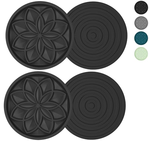 HFHOME Coasters for Drinks 4 Pcs Silicone Coasters Set, Drink Coaster for Coffee Table, Table Cup Mat Desk Coaster for Drinks, Bar Coasters for Home Decor Tabletop Protection Gift - Black - color: Black - 4pcs