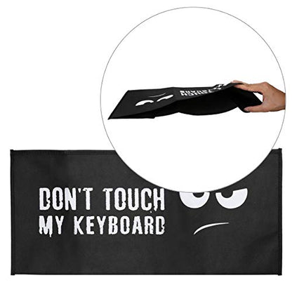 kwmobile Keyboard Cover Compatible with Universal Keyboard (L) - Dust Cover PC Keyboard Fabric Case - Don't Touch My Keyboard