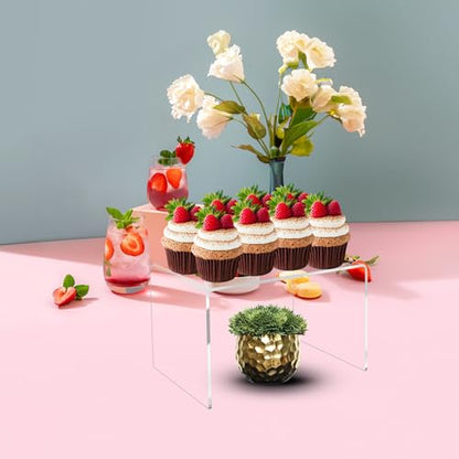 Jusalpha 2 PC Clear Acrylic Risers, Acrylic Display Risers Shelf Showcase Fixtures for Jewelry, Display Stand for Amiibo Funko POP Figures, Cupcakes, Food Display, Cabinet- (8''x 4''x 4.5'', 2 sets) - size: 8''x 4''x 4.5''