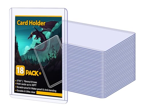 18 Count Card Sleeves Hard Plastic, Sooez 35PT Card Holder, 3" x 4" Baseball Card Protector, Rigid Card Case for Collectible Game Cards, Standard Size Trading Sports Football Cards - size: 18 Hard Sleeves