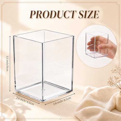 50 Pack Clear Acrylic Pencil Holder bulk Makeup Brush Holder Pen for Desk Pen Cup holders Desktop Stationery Organizer for School Office Home