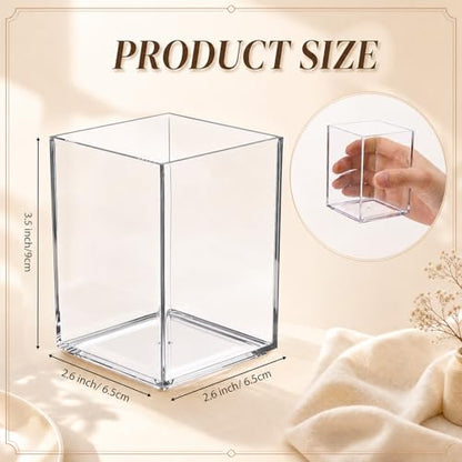 50 Pack Clear Acrylic Pencil Holder bulk Makeup Brush Holder Pen for Desk Pen Cup holders Desktop Stationery Organizer for School Office Home