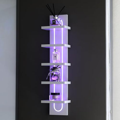 Exclusive U-Shaped 5-Tier Compact Narrow Wall Shelf Unit with RGB Lighting, Modern Vertical Shelf for Vanity, Ideal for Anime Figures, Perfumes, Cosmetics, Collectibles,White - color: 4ur-white