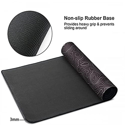 AQQA Mouse Pad,Extended Large Gaming Mousepad mat with Non-Slip Rubber Base,Topographic Map Lines Contour Geographic Background,for Gaming Office Laptop Computer Men Women(29.5x16 Inch,Black) - color: Black, size: 16L x 29.5W inches