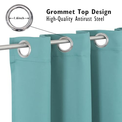 ChrisDowa Blackout Curtains for Bedroom and Living Room 50 Inches Long | 2 Panels Set, Thermal Insulated, Light Blocking, Room Darkening, Grommet, Window Treatment Drapes, Aqua, 29 x 50 Inch - color: Aqua, size: 29"W x 50"L (Pack of 2)