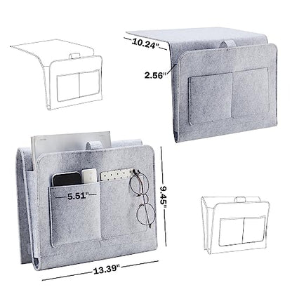 YOUDENOVA Bedside Caddy, Bedside Organizer for Dorm Room, Bunk Bed, Light Grey - color: Light Grey