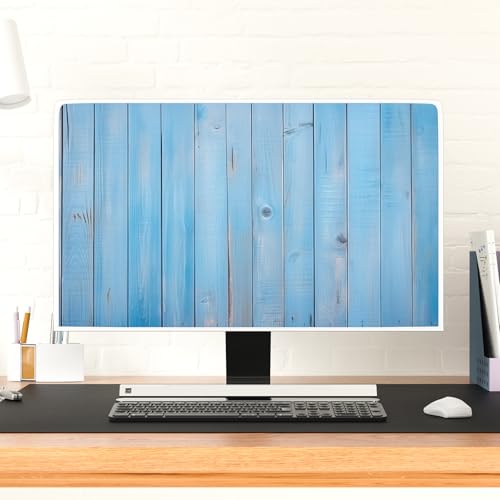 Waterproof Monitor Dust Covers 22,23,24,25 Inch Anti-Static LCD-Silky HD Panel Dust Protective Sleeve Compatible with iMac 24 Inch, 22-25 PC, Desktop and TV, Blue Wooden Board - color: blue, size: 22-25 Inch
