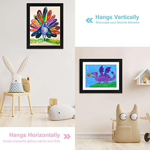 [2 Pack] Kids Art Frames, 10x12.5 Front Opening Kids Artwork Frames Changeable, Displays 8.5x11 With Mat and 10x12.5 Without Mat, Holds 50 Pcs, for 3D Picture, Crafts, Hanging Art, Portfolio Storage - color: Black, size: 10x12.5"