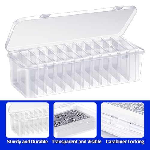 24 Pcs Playing Card Box, Clear Trading Card Storage Organizer 3.86 x 2.91 x 0.94 Inch Plastic Card Deck Case Snap Closed Holder Storage Organizer for Gaming Cards, Business Card Storage (24)