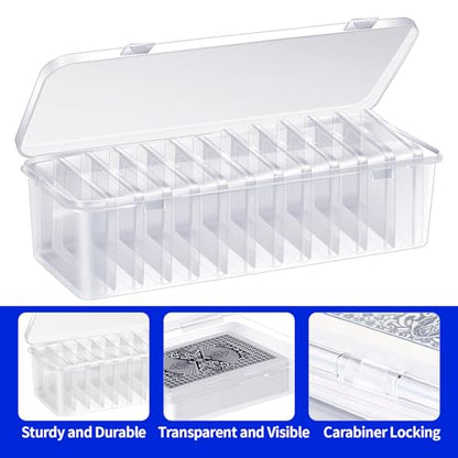 24 Pcs Playing Card Box, Clear Trading Card Storage Organizer 3.86 x 2.91 x 0.94 Inch Plastic Card Deck Case Snap Closed Holder Storage Organizer for Gaming Cards, Business Card Storage (24)