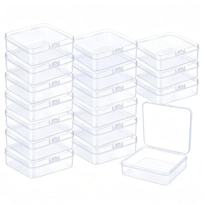 17 Pack Clear Plastic Storage Boxes with Lids,Beading Storage 3x3x1.4 Inches Square Organizer Containers for Small Parts, Crafts, Jewelry, SMT Components