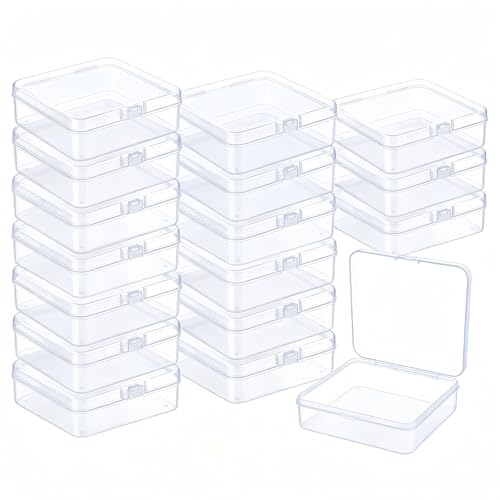 17 Pack Clear Plastic Storage Boxes with Lids,Beading Storage 3x3x1.4 Inches Square Organizer Containers for Small Parts, Crafts, Jewelry, SMT Components