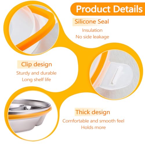 ASTIMESA Divided Serving Tray with Lid 6 Compartments, 10.4 Inch Stainless Steel Round Veggie Tray, Reusable Snack Box Container Fruit Platter Parties Fridge Food Storage Picnic (1 pcs)