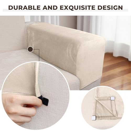 Couch Arm Covers 2 Pcs Sofa Armrest Covers Stretch Couch,Armrest Cover for Chairs Scratch-Resistant Sofa Arm Cover Armchair Slipcovers,Cream - color: Cream, size: 2PC Armrest Cover
