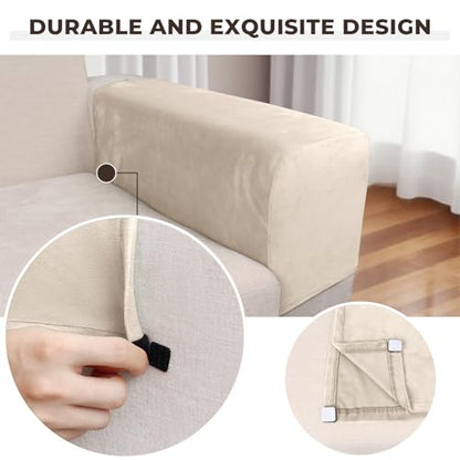 Couch Arm Covers 2 Pcs Sofa Armrest Covers Stretch Couch,Armrest Cover for Chairs Scratch-Resistant Sofa Arm Cover Armchair Slipcovers,Cream - color: Cream, size: 2PC Armrest Cover