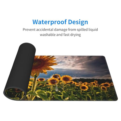 Nature Sunflowers Mouse Pad Large Gaming Mousepad Non-Slip Rubber Base Keyboard Mouse Mat for Laptop Keyboard Desktop 31.5 x 11.8 inch - color: Nature Sunflowers