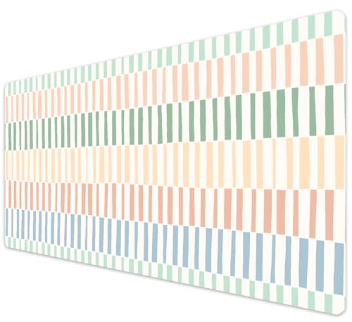 French KOKO Large Desk Mat 36" x 16.5" – Colorful Striped Extended Mouse Pad for Keyboard & Mouse – Non-Slip Waterproof Desk Protector Aesthetic Office Pad for Women & Teens - color: Color Stripes, size: 16.5" x 36"