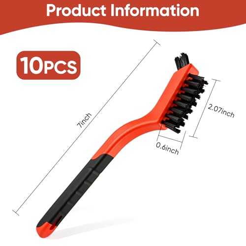 10PCS Nylon Cleaning Brushes for Tight Spaces, Non Scratch Detail Cleaning Brush Set for Window Tracks, Kitchen, Bathroom, Keyboard, Car Detailing & Household Cleaning