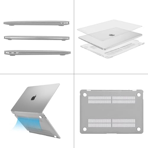 MOSISO Compatible with MacBook Air 13 inch Case M1 2021 2020 2019 2018 Release A2337 A2179 A1932 Touch ID, Plastic Hard Shell Cover&Keyboard Cover for MacBook Air 13.3 inch Case M1, Frost - color: Frost