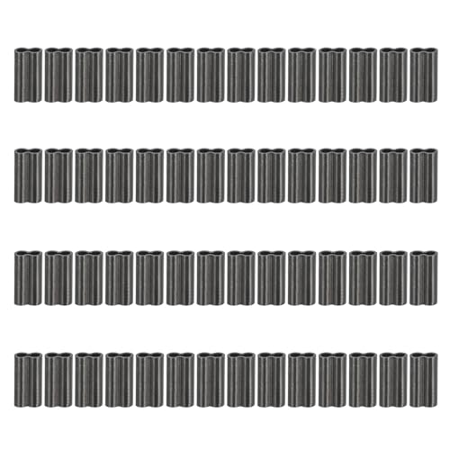PATIKIL 1/16" 1.5mm Wire Rope Loop Sleeve 100 Pcs Copper Double Ferrule Duplex Crimping Loop Sleeve for Wire Rope Cable Fittings Rigging Fishing Wire,Black - size: 1/16"