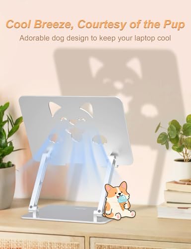 Aoviho Laptop Stand for Desk-Adjustable, Foldable, Portable, Ergonomic Aluminum Notebook Riser with Unique Puppy Shaped Vent, Desk Gift for 10"-17.3" Devices Mac, Dell, HP, Lenovo, Samsung, Silver - color: Silver