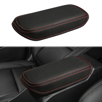 Console Cover for 2024 2025 2026 Chevrolet Trax (LS/1RS/LT/2RS/ACTIV) Leather Center ArmRest Box Cover Pad 2024 2025 2026 Chevy Trax Accessories Protector Cushion (Red Stitches) - color: red