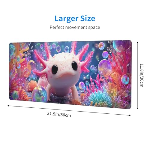 Axolotl Mouse Pad Extended Large Gaming Mouse Pad XL Stitched Edges for Gamer Home Office 31.5 X 11.8 Inch - color: Axolotl