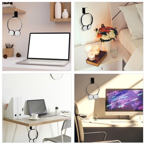 Weysat Under Desk Headphone Hook Hanger Purse Hook for Table with Adhesive Tape Acrylic Hanger Under Desk Mount for Most Headphone Purse Umbrellas(Black,6 Pcs) - color: Black