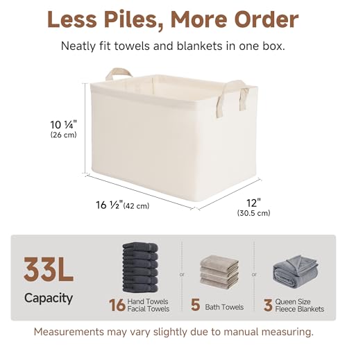 StorageWorks Fabric Storage Bins, Large Storage Baskets for Shelves, Closet Organizers and Storage Bins with Metal Frame, Handles, Beige, Cool Silky Fabric, 2-Pack - color: Beige(Cool Silky Fabric), size: 16 ½" L x 12" W x 10 ¼" H
