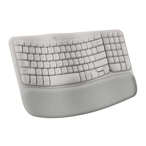 Logitech Wave Keys Wireless Ergonomic Keyboard with Cushioned Palm Rest, Comfortable Natural Typing, Easy-Switch, Bluetooth, Logi Bolt Receiver, for Multi-OS, Windows/Mac - Sand - color: Sand