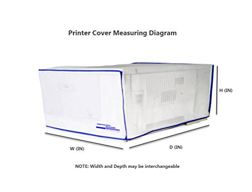Printer Dust Cover, Covers Inkjet or Laser Printers, Silky Smooth Antistatic Vinyl, Translucent Coconut Cream Color with Blue Trim, Several, (14W x8H x10D) - size: 14W x8H x10D