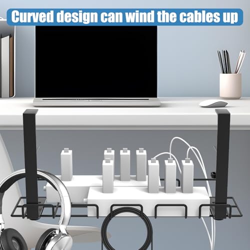 Under Desk Cable Management Tray, No Drill Steel Cord Organizer Kit with 52Pcs Different Essential Accessories for Home Office Standing Desk (15.7/13.4inch, Black) - size: 51-Piece