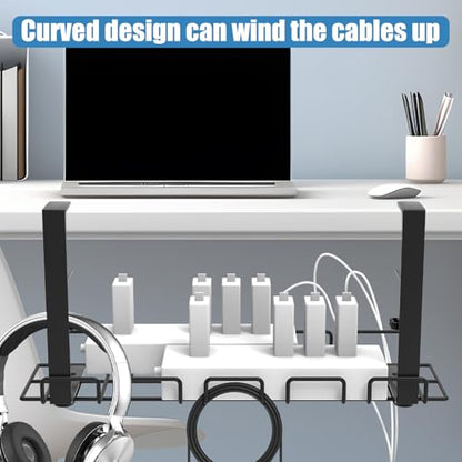 Under Desk Cable Management Tray, No Drill Steel Cord Organizer Kit with 52Pcs Different Essential Accessories for Home Office Standing Desk (15.7/13.4inch, Black) - size: 51-Piece