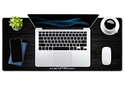 SSOIU 7 Rules of Life Motivational Quotes Mouse Pad 35.5 X 15.7 Inch XXL Full Desk Mousepad Extended Large Non-Slip Rubber Base Waterproof Big Keyboard Mat with Stitched Edges for Gaming and Office - color: 7 Rules of Life