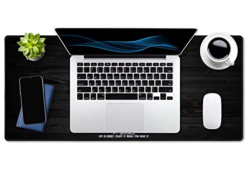 SSOIU 7 Rules of Life Motivational Quotes Mouse Pad 35.5 X 15.7 Inch XXL Full Desk Mousepad Extended Large Non-Slip Rubber Base Waterproof Big Keyboard Mat with Stitched Edges for Gaming and Office - color: 7 Rules of Life