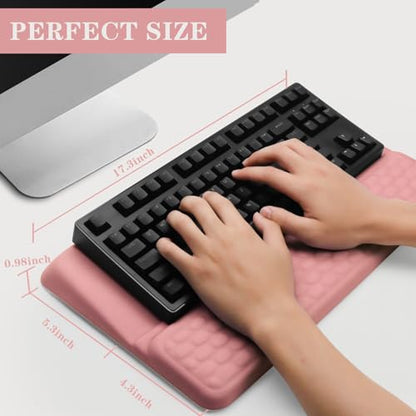 Computer Keyboard Stand Pad with Wrist Rest, Ergonomic Comfy Tilted Keyboard Stand Riser Holder Pad for Office Home (Pink) - color: Pink