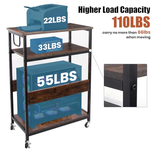 TooCust Extra Large Height Adjustable Computer Tower Stand, Computer & Machine Carts, PC Tower Stand, Printer Stands with Steel Wheels, Holds Up to 110 lbs (Fits 11" D x 22" W x 24.5" H Towers) - style: Large(for mini, mid and full tower)