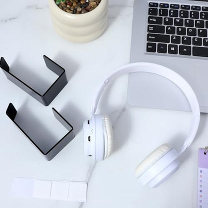 2 Pcs Headphones Hook Under-Desk Desk Headphone Hanger with Strong Adhesive Tape Gaming Headphones Stand Hanger Desk Mount for Most Headphone Women Men Gifts Black 3.54 × 1.77 × 2.36 Inches