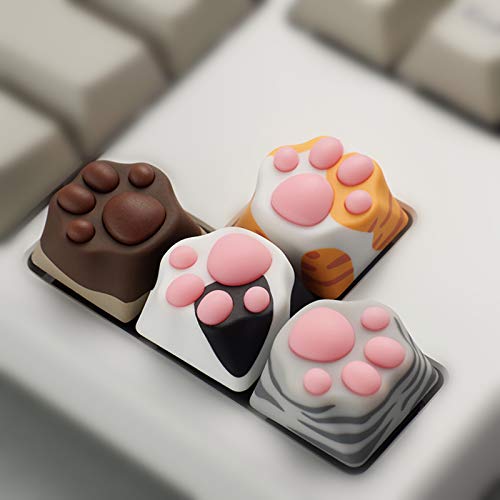 SYA ZOMOPLUS Cute Keycaps,Novelty Cat-Claws Keycap 3D Model OEM Profile Keyboard Keycaps Squishy-Paws Custom Key Caps for Cherry MX Switches Mechanical Gaming Keyboard Catpaw ESC-Key Keycap(4 Pack) - color: 4 Pack