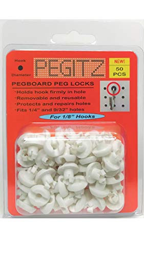 Pegboard Peg Locks 50PCS (1/8 inch, White) - color: White, size: 1/8 Inch