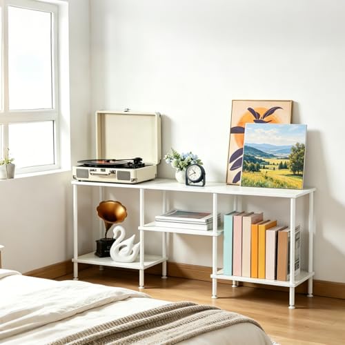 50 Inch TV Stand for Living Room White Entertainment Center with Open Storage Shelves Small TV Console Table Bedroom TV Media Cabinet for 50 43 40 32 Inches TV - color: White