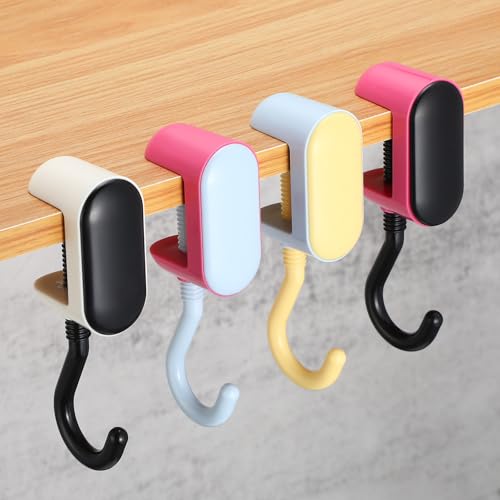 Novabright 4 Pack Adjustable Table Hooks for Hanging Purse Bags Heavy Duty No-Drill Desk Hooks Under Desk Bag Holders Multi-use Organizer for Handbag, Backpack, Headphone Office Table Accessories