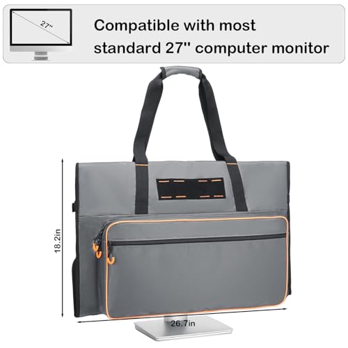 Monitor Carrying Case for 27" LCD Screen Padded Travel Monitor Carrying Bag Compatible with iMac Desktop Computer Dust Cover Bag (Grey) - color: Grey