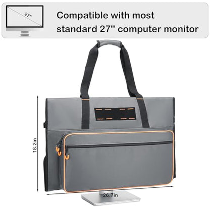 Monitor Carrying Case for 27" LCD Screen Padded Travel Monitor Carrying Bag Compatible with iMac Desktop Computer Dust Cover Bag (Grey) - color: Grey