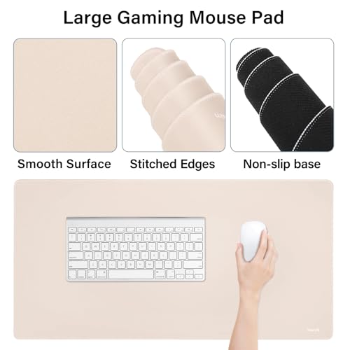 MOSISO Keyboard Mouse Pad Set, Gaming Mouse Pad&Keyboard Wrist Rest&Wrist Rest, Ergonomic Wristrests with Memory Foam Home Office Easy Typing Cushion Non-Slip Mousepad, Apricot - color: Apricot